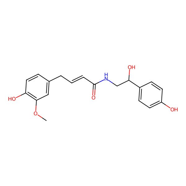 2D Structure of N-[(2R)-2-hydroxy-2-(4-hydroxyphenyl)ethyl]-4-(4-hydroxy-3-methoxyphenyl)but-2-enamide