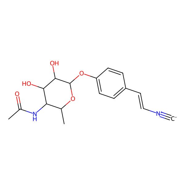 2D Structure of N-[(2R,3R,4S,5R,6S)-4,5-dihydroxy-6-[4-[(E)-2-isocyanoethenyl]phenoxy]-2-methyloxan-3-yl]acetamide
