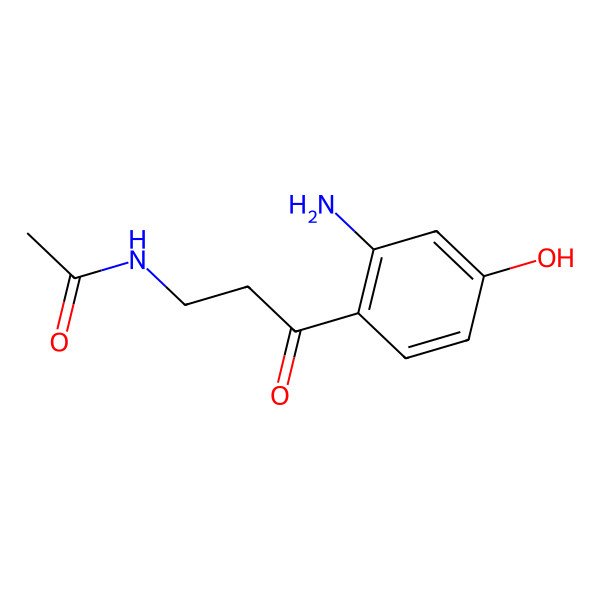 2D Structure of N-[3-(2-amino-4-hydroxyphenyl)-3-oxopropyl]acetamide
