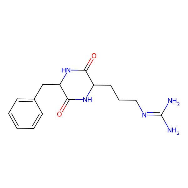 2D Structure of N''-{3-[(2S,5S)-5-Benzyl-3,6-dioxopiperazin-2-yl]propyl}guanidine