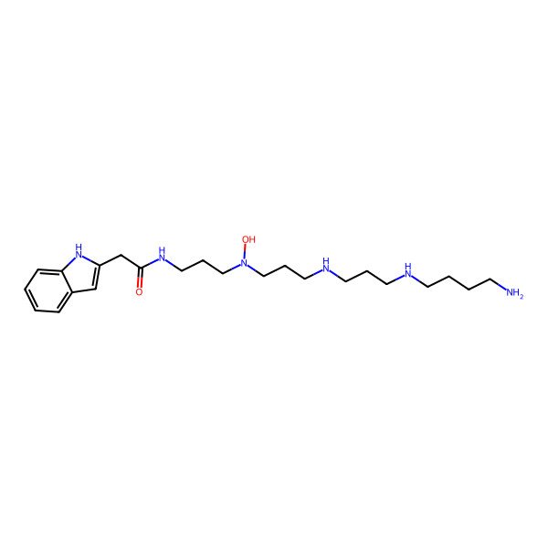 2D Structure of N-[3-[3-[3-(4-aminobutylamino)propylamino]propyl-hydroxyamino]propyl]-2-(1H-indol-2-yl)acetamide