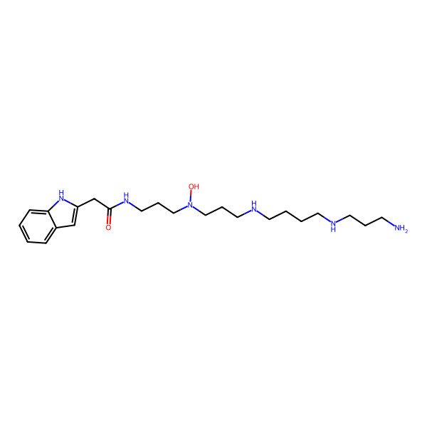 2D Structure of N-[3-[3-[4-(3-aminopropylamino)butylamino]propyl-hydroxyamino]propyl]-2-(1H-indol-2-yl)acetamide