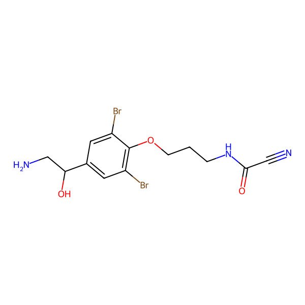 2D Structure of N-[3-[4-[(1S)-2-amino-1-hydroxyethyl]-2,6-dibromophenoxy]propyl]-1-cyanoformamide