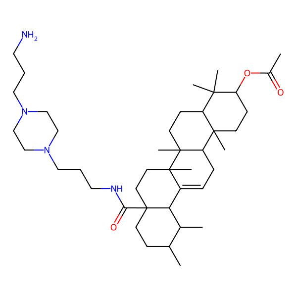 2D Structure of N-{3-[4-(3-aminopropyl)piperazinyl]propyl}-3-O-acetylursolamide