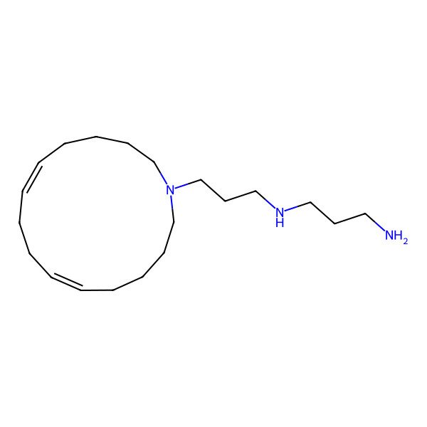 2D Structure of N'-[3-[(6E,10Z)-1-azacyclopentadeca-6,10-dien-1-yl]propyl]propane-1,3-diamine