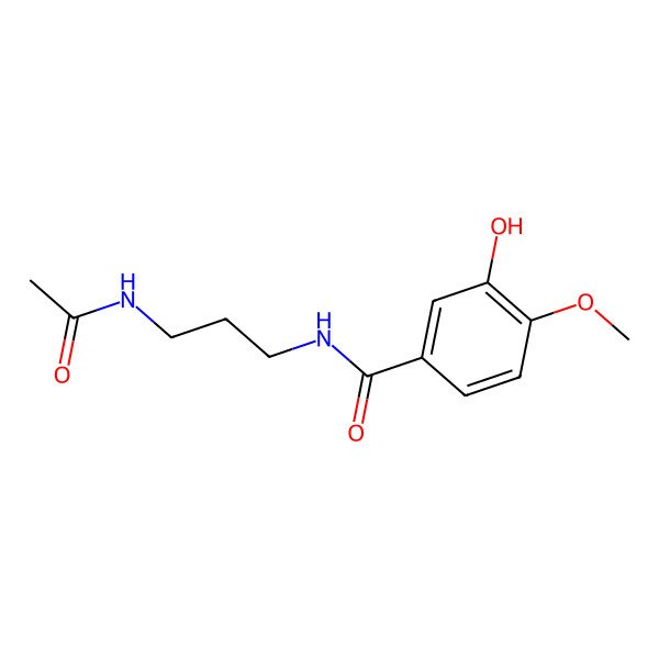 2D Structure of N-(3-acetamidopropyl)-3-hydroxy-4-methoxybenzamide