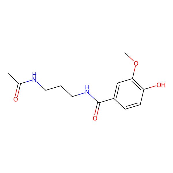 2D Structure of N-(3-acetamidopropyl)-4-hydroxy-3-methoxybenzamide