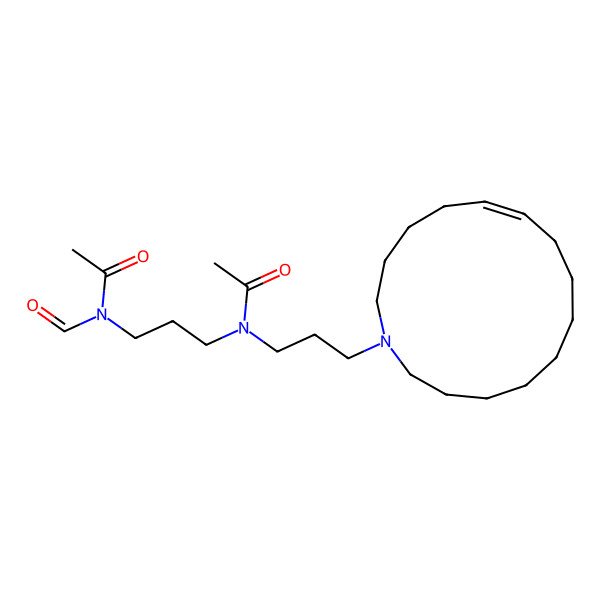 2D Structure of N-[3-[acetyl(formyl)amino]propyl]-N-[3-(1-azacyclopentadec-10-en-1-yl)propyl]acetamide