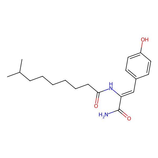2D Structure of N-[3-amino-1-(4-hydroxyphenyl)-3-oxoprop-1-en-2-yl]-8-methylnonanamide