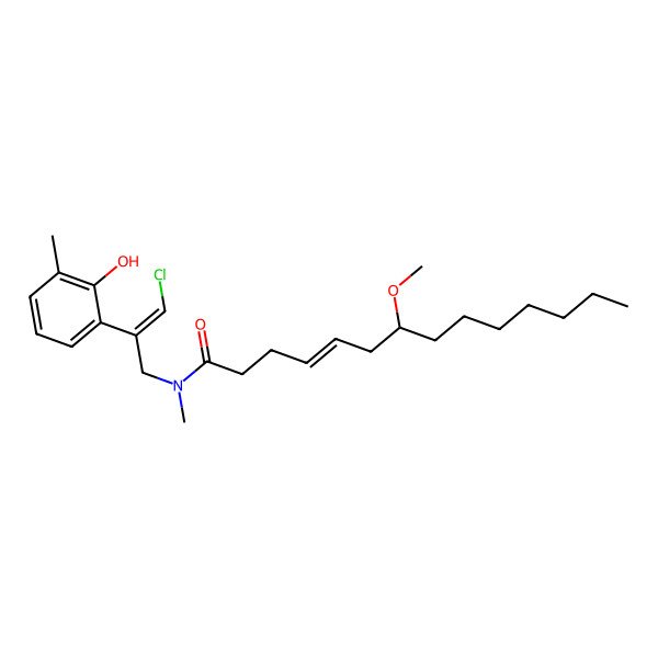 2D Structure of N-[3-chloro-2-(2-hydroxy-3-methylphenyl)prop-2-enyl]-7-methoxy-N-methyltetradec-4-enamide