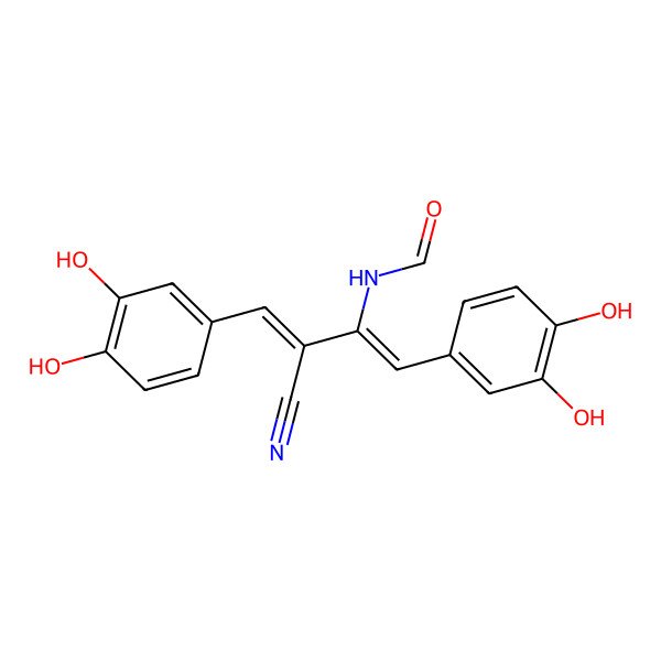 2D Structure of N-[3-cyano-1,4-bis(3,4-dihydroxyphenyl)buta-1,3-dien-2-yl]formamide