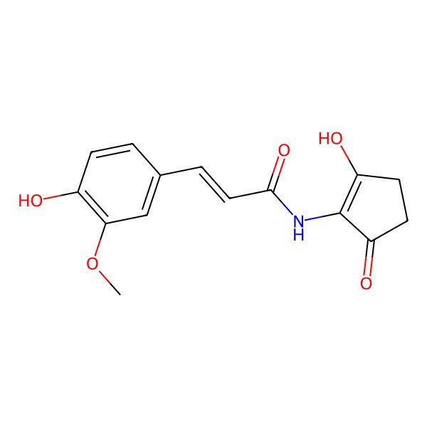 2D Structure of N-(3-Hydroxy-1-oxocyclopent-2-en-2-yl)-3-(4-hydroxy-3-methoxyphenyl)propenamide