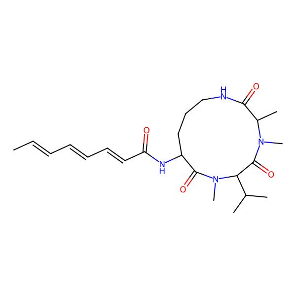 2D Structure of N-(3,4,7-trimethyl-2,5,8-trioxo-6-propan-2-yl-1,4,7-triazacyclododec-9-yl)octa-2,4,6-trienamide