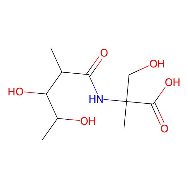 2D Structure of (2S)N-((2R,3S,4R)-2,4-Dihydroxy-3-methyl-pentanoyl)-2-methylserine