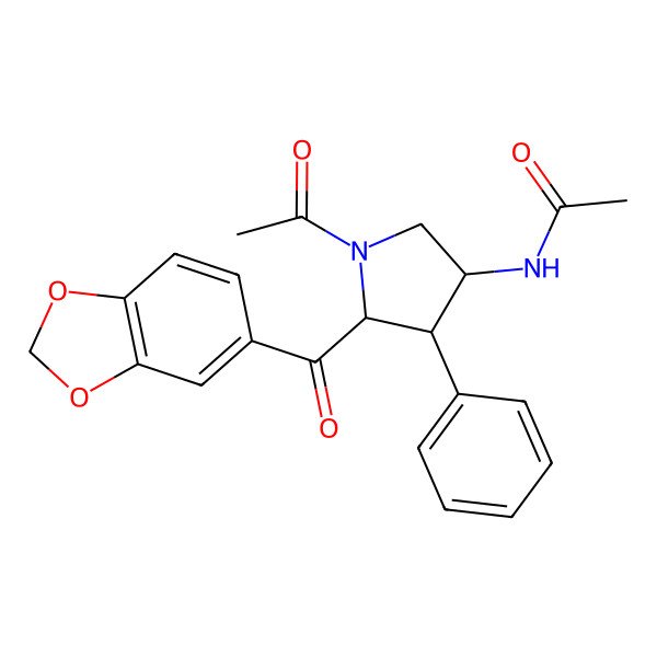 2D Structure of N-[(3S,4S,5S)-1-acetyl-5-(1,3-benzodioxole-5-carbonyl)-4-phenylpyrrolidin-3-yl]acetamide