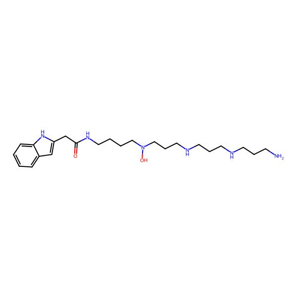 2D Structure of N-[4-[3-[3-(3-aminopropylamino)propylamino]propyl-hydroxyamino]butyl]-2-(1H-indol-2-yl)acetamide