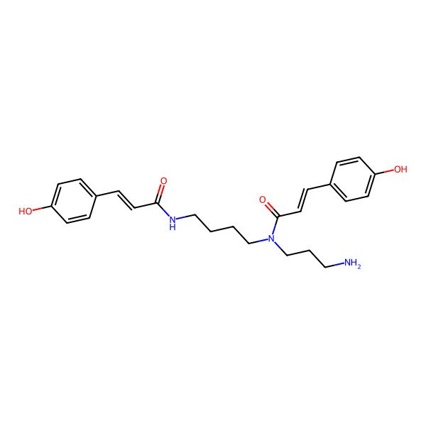 2D Structure of N-[4-[3-aminopropyl-[3-(4-hydroxyphenyl)prop-2-enoyl]amino]butyl]-3-(4-hydroxyphenyl)prop-2-enamide