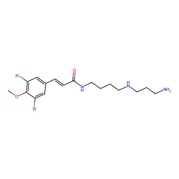 2D Structure of N-[4-(3-aminopropylamino)butyl]-3-(3,5-dibromo-4-methoxyphenyl)prop-2-enamide