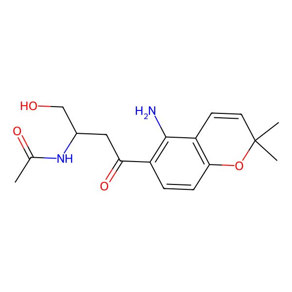 2D Structure of N-[4-(5-amino-2,2-dimethylchromen-6-yl)-1-hydroxy-4-oxobutan-2-yl]acetamide