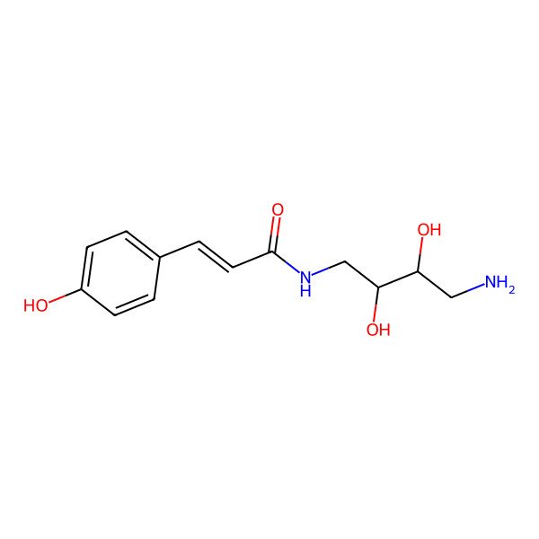 2D Structure of N-(4-amino-2,3-dihydroxybutyl)-3-(4-hydroxyphenyl)prop-2-enamide 2D Structure of N-(4-amino-2,3-dihydroxybutyl)-3-(4-hydroxyphenyl)prop-2-enamide