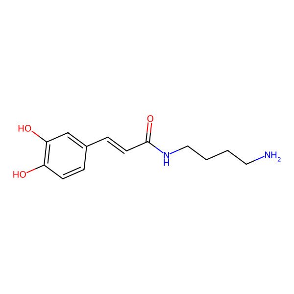 2D Structure of N-(4-aminobutyl)-3-(3,4-dihydroxyphenyl)prop-2-enamide