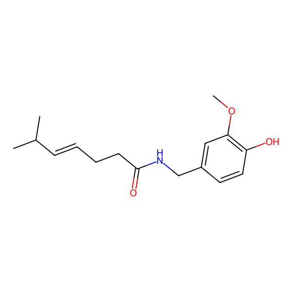 2D Structure of N-[(4-hydroxy-3-methoxyphenyl)methyl]-6-methylhept-4-enamide