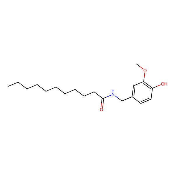 2D Structure of N-((4-Hydroxy-3-methoxyphenyl)methyl)undecanamide 2D Structure of N-((4-Hydroxy-3-methoxyphenyl)methyl)undecanamide
