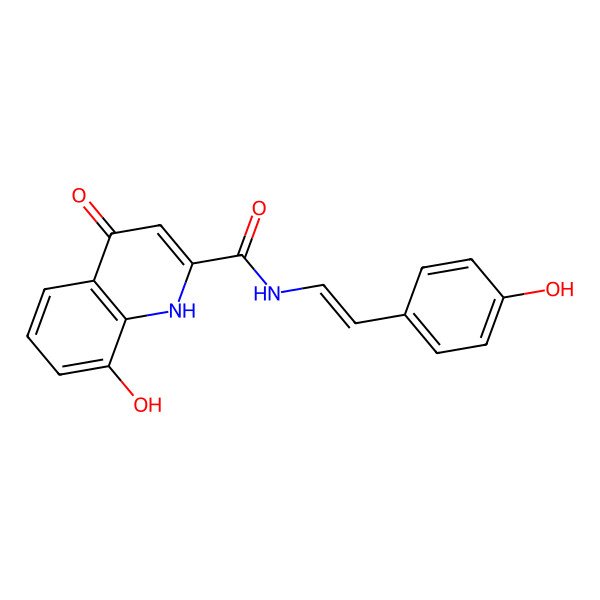 2D Structure of N-(4-Hydroxystyryl)-4,8-dihydroxyquinoline-2-carboxamide