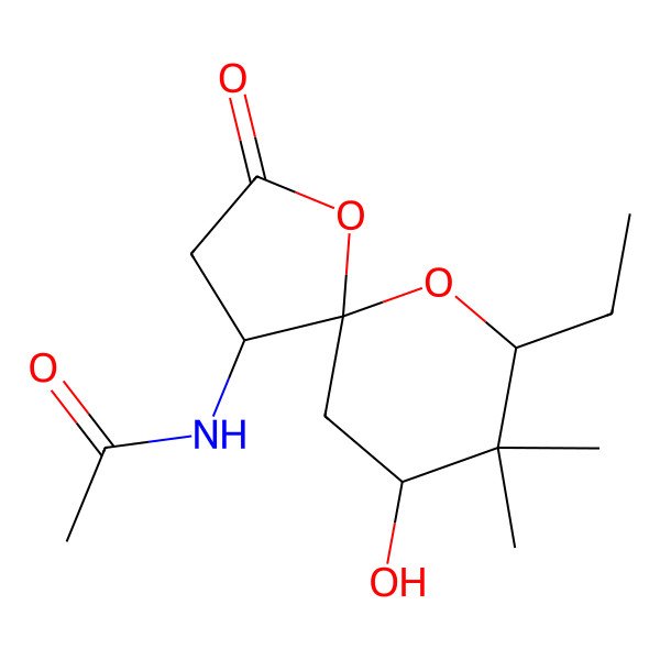 2D Structure of N-[(4S,5R,7S,9S)-9-ethyl-7-hydroxy-8,8-dimethyl-2-oxo-1,10-dioxaspiro[4.5]decan-4-yl]acetamide