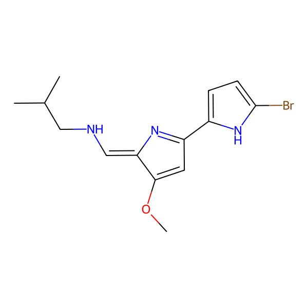 2D Structure of N-[[5-(5-bromo-1H-pyrrol-2-yl)-3-methoxypyrrol-2-ylidene]methyl]-2-methylpropan-1-amine