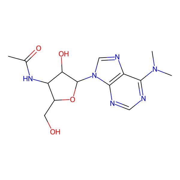 2D Structure of N-[5-[6-(dimethylamino)purin-9-yl]-4-hydroxy-2-(hydroxymethyl)oxolan-3-yl]acetamide