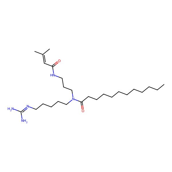 2D Structure of N-(5-guanidinopentyl)-N-[3-(3-methylbut-2-eneamido)propyl]dodecanamide