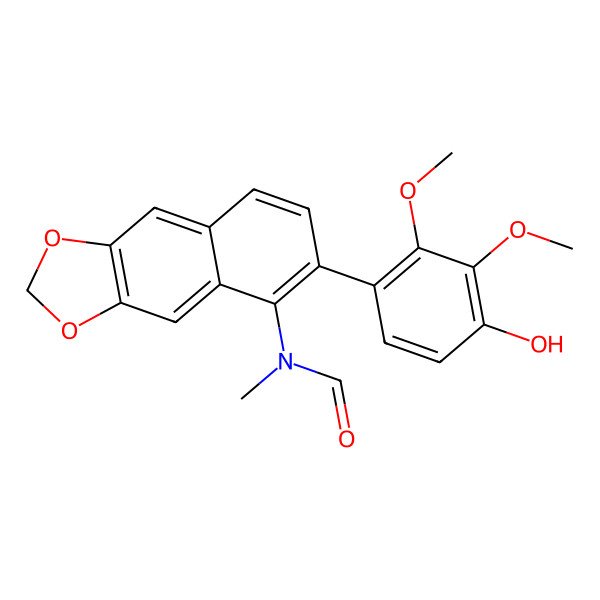 2D Structure of N-[6-(4-hydroxy-2,3-dimethoxyphenyl)benzo[f][1,3]benzodioxol-5-yl]-N-methylformamide