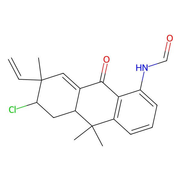 2D Structure of N-(6-chloro-7-ethenyl-7,10,10-trimethyl-9-oxo-6,10a-dihydro-5H-anthracen-1-yl)formamide