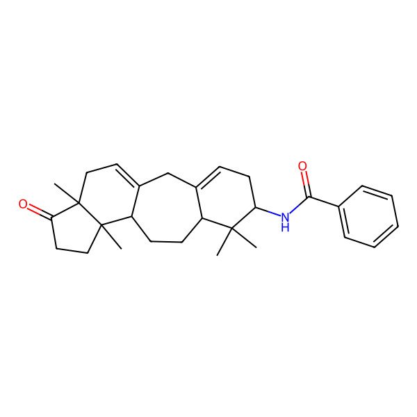 2D Structure of N-(7,7,12,16-tetramethyl-15-oxo-6-tetracyclo[9.7.0.03,8.012,16]octadeca-1(18),3-dienyl)benzamide