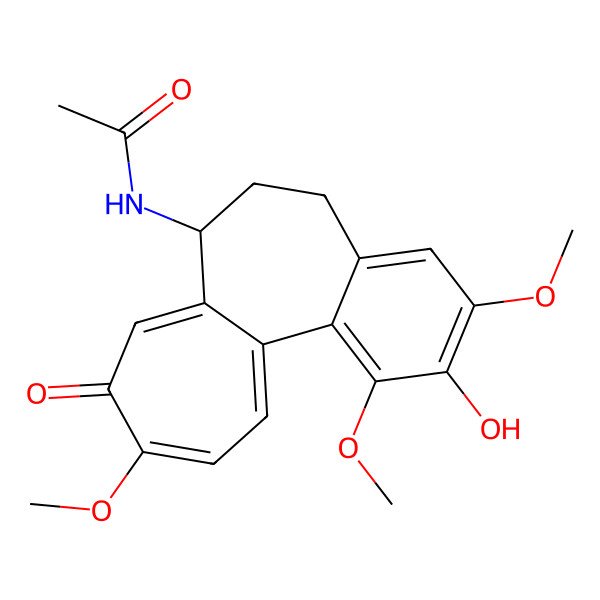 2D Structure of N-[(7R)-2-hydroxy-1,3,10-trimethoxy-9-oxo-6,7-dihydro-5H-benzo[a]heptalen-7-yl]acetamide