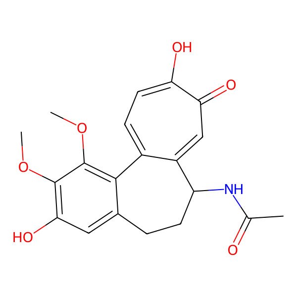 2D Structure of N-[(7R)-3,10-dihydroxy-1,2-dimethoxy-9-oxo-6,7-dihydro-5H-benzo[a]heptalen-7-yl]acetamide