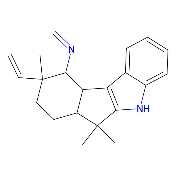 2D Structure of N-(9-ethenyl-6,6,9-trimethyl-5,6a,7,8,10,10a-hexahydroindeno[2,1-b]indol-10-yl)methanimine