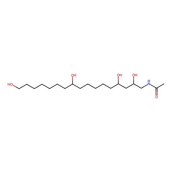 2D Structure of N-acetyl-2,4,10,17-tetrahydroxyheptadecylamine