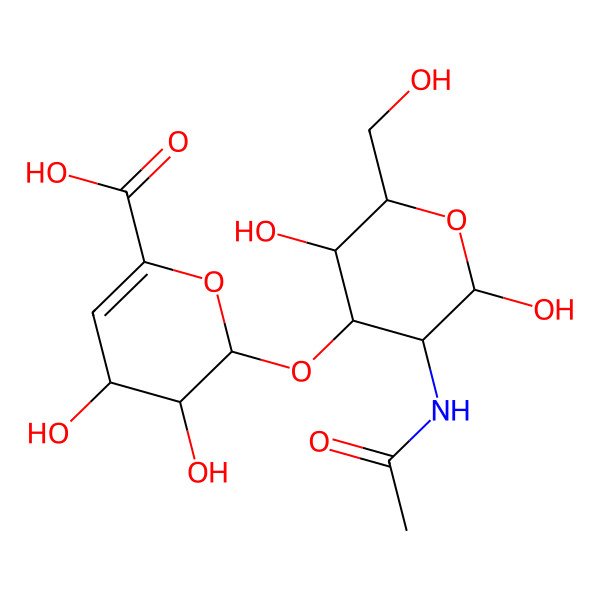 2D Structure of N-acetyl-3-O-(4-deoxy-alpha-L-threo-hex-4-enopyranosyluronic acid)-D-galactosamine