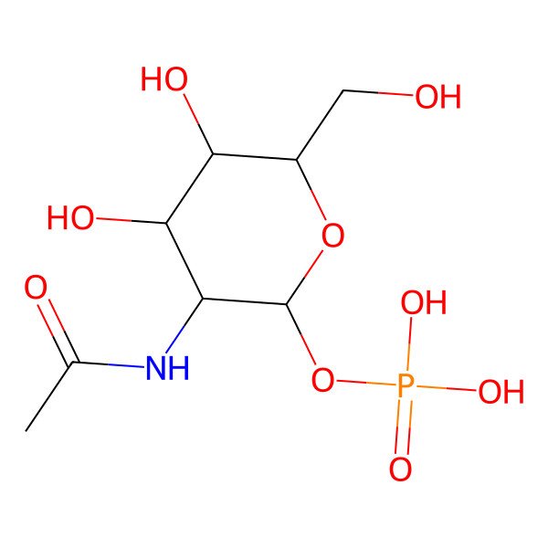 2D Structure of N-acetyl-D-hexosamine 1-phosphate