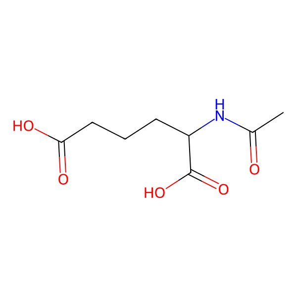 2D Structure of N-acetyl-L-2-aminoadipic acid