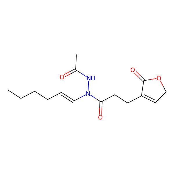 2D Structure of N'-acetyl-N-hex-1-enyl-3-(5-oxo-2H-furan-4-yl)propanehydrazide