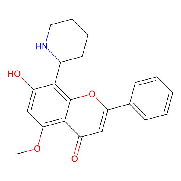 2D Structure of 7-Hydroxy-5-methoxy-2-phenyl-8-piperidin-2-ylchromen-4-one