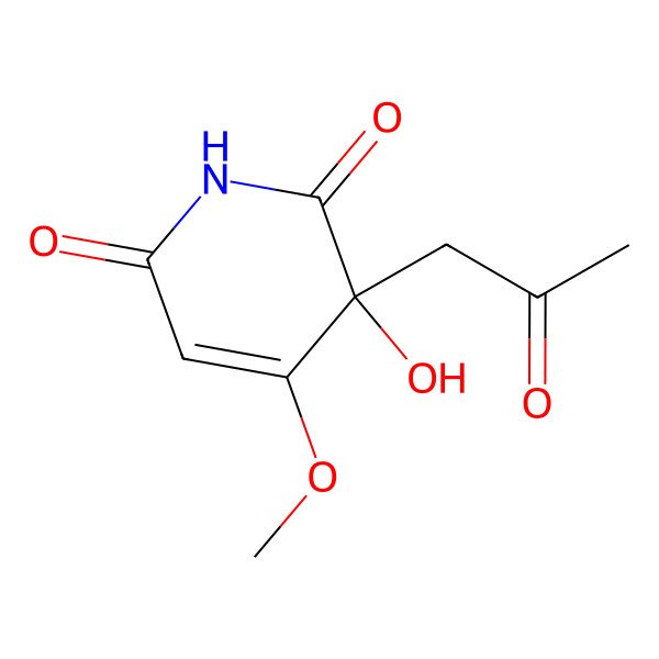 2D Structure of 3-Hydroxy-4-methoxy-3-(2-oxopropyl)pyridine-2,6-dione