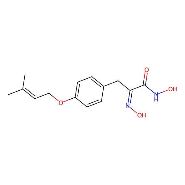 2D Structure of N-hydroxy-2-hydroxyimino-3-[4-(3-methylbut-2-enoxy)phenyl]propanamide