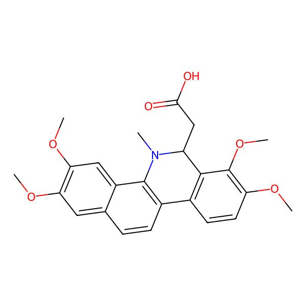 2D Structure of N-Methyl-2,3,7,8-tetramethoxy-5,6-dihydrobenzophenathridine-6-ethanoic acid