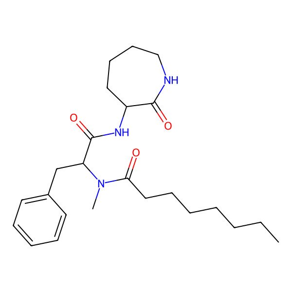 2D Structure of N-methyl-N-[1-oxo-1-[(2-oxoazepan-3-yl)amino]-3-phenylpropan-2-yl]octanamide