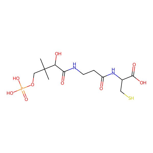 2D Structure of N-((R)-4-phosphopantothenoyl)-L-cysteine