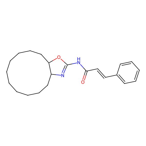 2D Structure of N-trans-cinnamoyl 2-amino-3a,4,5,6,7,8,9,10,11,12,13,13a-dodecahydrocyclododeca(d)oxazole